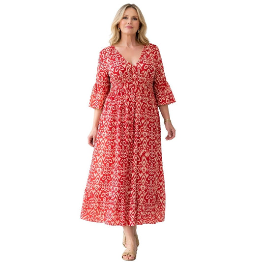 María | Vestido largo estampado con escote en V