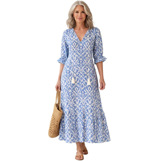 Lina | Vestido largo estampado con escote en V