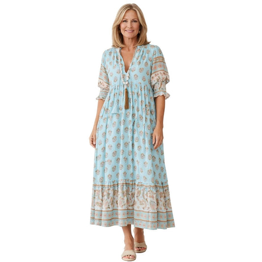 Sofía | Vestido largo estampado con escote en V